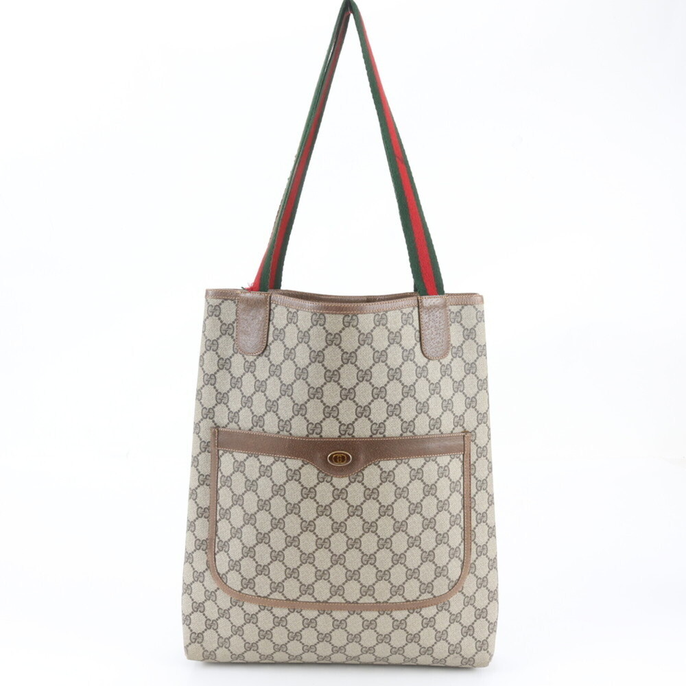 Gucci Old GG Supreme Sherry Line Leather Tote Bag Shoulder for Men